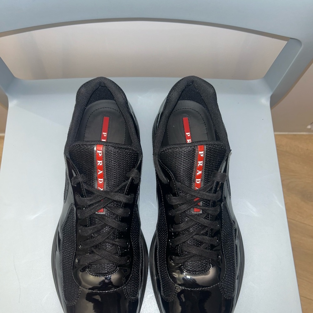 Prada America’s Cup Original Sneakers. Men's Black Glossy Sneakers